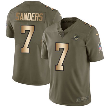 dolphins #7 jason sanders olive/gold men's stitched nfl limited 2017 salute to service elite jersey