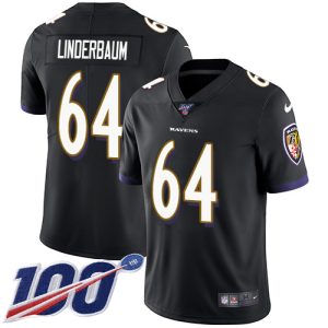 Ravens #64 Tyler Linderbaum Black Alternate Men's Stitched NFL 100th Season Vapor Untouchable Limited Jersey