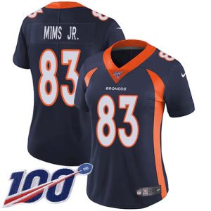 Broncos #83 Marvin Mims Jr. Navy Blue Alternate Women's Stitched NFL 100th Season Vapor Limited Jersey