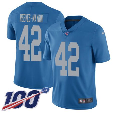 elite Lions #42 Jalen Reeves-Maybin Blue Throwback Youth Stitched NFL 100th Season Vapor Untouchable Limited Jersey