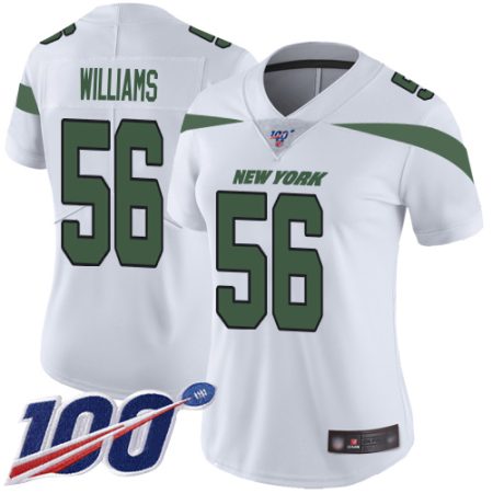 jets #56 quincy williams white women's stitched nfl 100th season vapor untouchable limited wholesale jersey