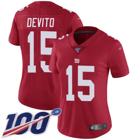 cheap Giants #15 Tommy DeVito Red Women's Stitched NFL Limited Inverted Legend 100th Season Jersey