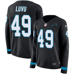 cheap Panthers #49 Frankie Luvu Black Team Color Women's Stitched NFL Limited Therma Long Sleeve Jersey