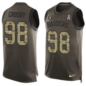 raiders #98 maxx crosby green men's stitched nfl limited salute to service tank top elite jersey