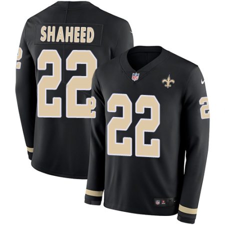 saints #22 rashid shaheed black team color youth stitched nfl limited therma long sleeve elite jersey