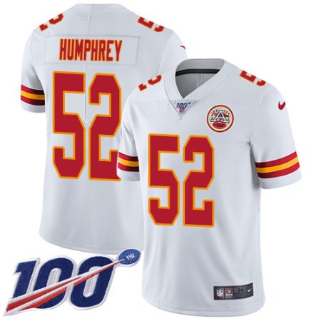 Chiefs #52 Creed Humphrey White Men's Stitched NFL 100th Season Vapor Limited Jersey