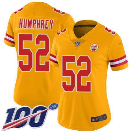 elite Chiefs #52 Creed Humphrey Gold Women's Stitched NFL Limited Inverted Legend 100th Season Jersey