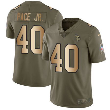 vikings #40 ivan pace jr. olive/gold men's stitched nfl limited 2017 salute to service wholesale jersey