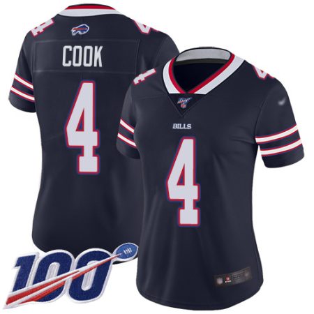 Bills #4 James Cook Navy Women's Stitched NFL Limited Inverted Legend 100th Season Jersey