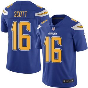 chargers #16 j.k. scott electric blue men's stitched nfl limited rush cheap jersey