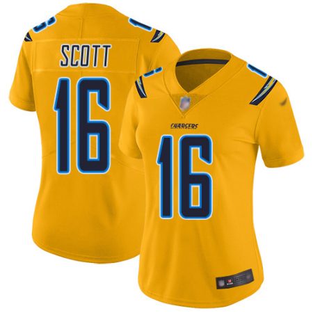 Chargers #16 J.K. Scott Gold Women's Stitched NFL Limited Inverted Legend Jersey