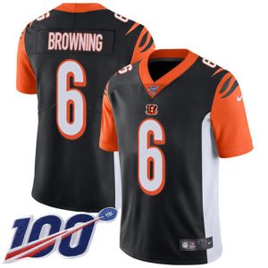 Bengals #6 Jake Browning Black Team Color Youth Stitched NFL 100th Season Vapor Untouchable Limited Jersey