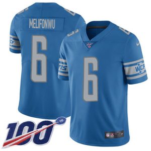 cheap Lions #6 Ifeatu Melifonwu Blue Team Color Men's Stitched NFL 100th Season Vapor Untouchable Limited Jersey