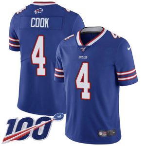 elite Bills #4 James Cook Royal Blue Team Color Youth Stitched NFL 100th Season Vapor Untouchable Limited Jersey