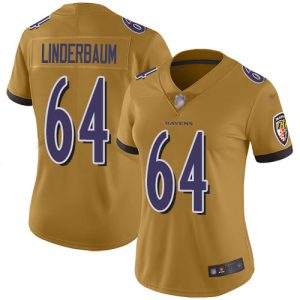 Ravens #64 Tyler Linderbaum Gold Women's Stitched NFL Limited Inverted Legend Jersey