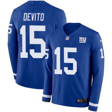 cheap Giants #15 Tommy DeVito Royal Blue Team Color Men's Stitched NFL Limited Therma Long Sleeve Jersey