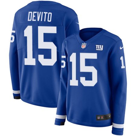 Giants #15 Tommy DeVito Royal Blue Team Color Women's Stitched NFL Limited Therma Long Sleeve Jersey