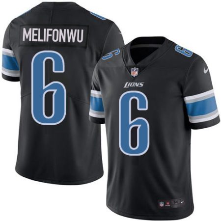 Lions #6 Ifeatu Melifonwu Black Youth Stitched NFL Limited Rush Jersey