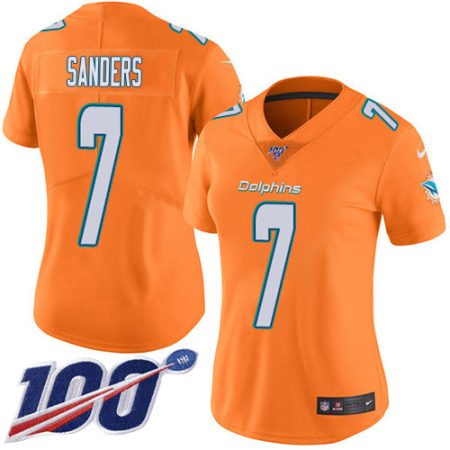 Dolphins #7 Jason Sanders Orangen Women's Stitched NFL Limited Rush 100th Season Jersey