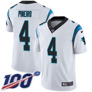 Panthers #4 Eddy Pineiro White Youth Stitched NFL 100th Season Vapor Untouchable Limited Jersey