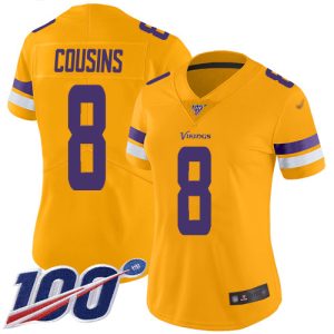 Vikings #8 Kirk Cousins Gold Women's Stitched NFL Limited Inverted Legend 100th Season Jersey