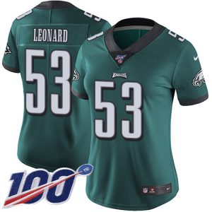 Eagles #53 Shaquille Leonard Green Team Color Women's Stitched NFL 100th Season Vapor Untouchable Limited Jersey