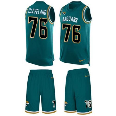 Jaguars #76 Ezra Cleveland Teal Green Team Color Men's Stitched NFL Limited Tank Top Suit Jersey