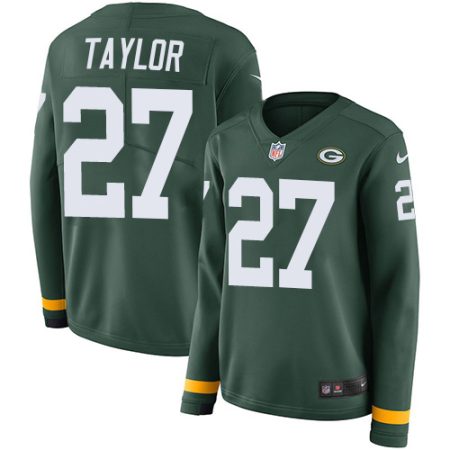 cheap Packers #27 Patrick Taylor Green Team Color Women's Stitched NFL Limited Therma Long Sleeve Jersey