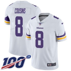 Vikings #8 Kirk Cousins White Youth Stitched NFL 100th Season Vapor Limited Jersey