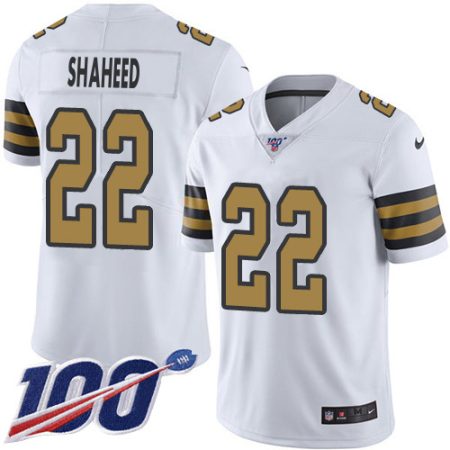 Saints #22 Rashid Shaheed White Men's Stitched NFL Limited Rush 100th Season Jersey