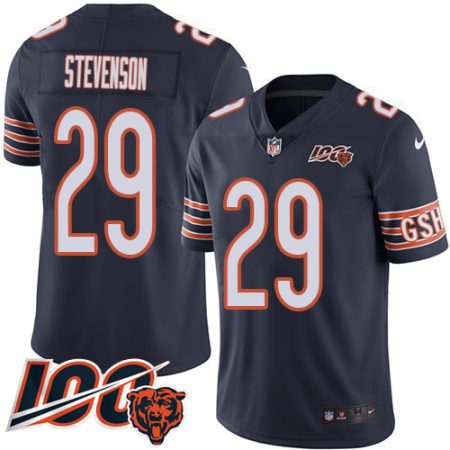 Bears #29 Tyrique Stevenson Navy Blue Team Color Youth Stitched NFL 100th Season Vapor Untouchable Limited Jersey