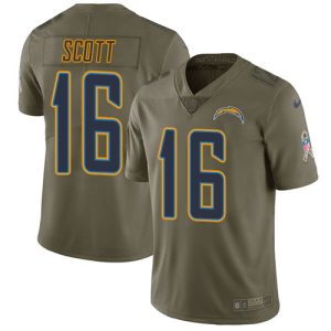 Chargers #16 J.K. Scott Olive Men's Stitched NFL Limited 2017 Salute To Service Jersey