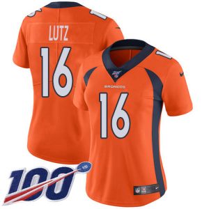 wholesale Broncos #16 Wil Lutz Orange Team Color Women's Stitched NFL 100th Season Vapor Untouchable Limited Jersey