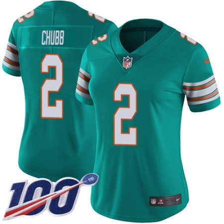 cheap Dolphins #2 Bradley Chubb Aqua Green Alternate Women's Stitched NFL 100th Season Vapor Untouchable Limited Jersey