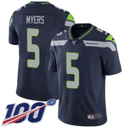 Seahawks #5 Jason Myers Steel Blue Team Color Men's Stitched NFL 100th Season Vapor Untouchable Limited Jersey