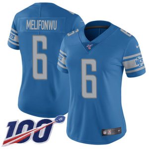 Lions #6 Ifeatu Melifonwu Blue Team Color Women's Stitched NFL 100th Season Vapor Untouchable Limited Jersey