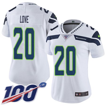 Seahawks #20 Julian Love White Women's Stitched NFL 100th Season Vapor Limited Jersey