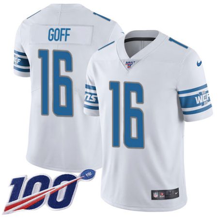 Lions #16 Jared Goff White Youth Stitched NFL 100th Season Vapor Untouchable Limited Jersey