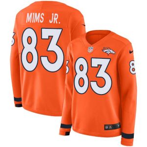 broncos #83 marvin mims jr. orange team color women's stitched nfl limited therma long sleeve wholesale jersey