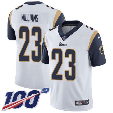 elite Rams #23 Kyren Williams White Youth Stitched NFL 100th Season Vapor Untouchable Limited Jersey