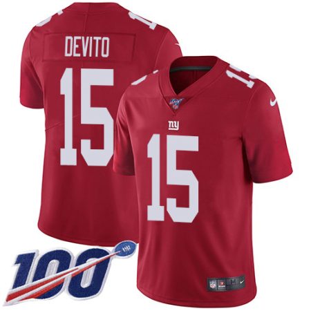 elite Giants #15 Tommy DeVito Red Alternate Youth Stitched NFL 100th Season Vapor Untouchable Limited Jersey