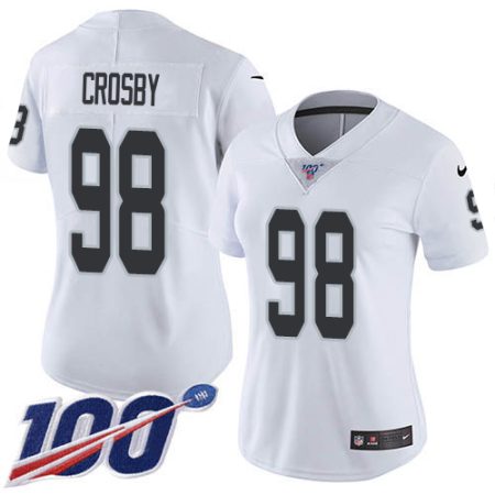 Raiders #98 Maxx Crosby White Women's Stitched NFL 100th Season Vapor Untouchable Limited Jersey