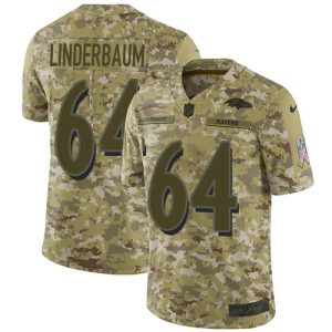 Ravens #64 Tyler Linderbaum Camo Men's Stitched NFL Limited 2018 Salute To Service Jersey