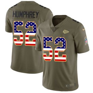 elite Chiefs #52 Creed Humphrey Olive/USA Flag Youth Stitched NFL Limited 2017 Salute To Service Jersey