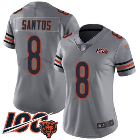 Bears #8 Cairo Santos Silver Women's Stitched NFL Limited Inverted Legend 100th Season Jersey