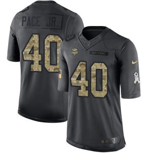 wholesale Vikings #40 Ivan Pace Jr. Black Youth Stitched NFL Limited 2016 Salute to Service Jersey