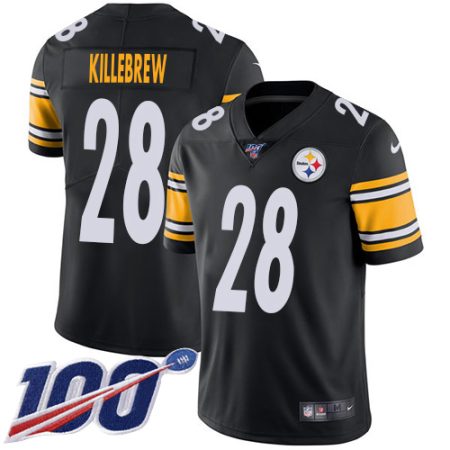 steelers #28 miles killebrew black team color men's stitched nfl 100th season vapor limited elite jersey