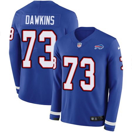 Bills #73 Dion Dawkins Royal Blue Team Color Youth Stitched NFL Limited Therma Long Sleeve Jersey