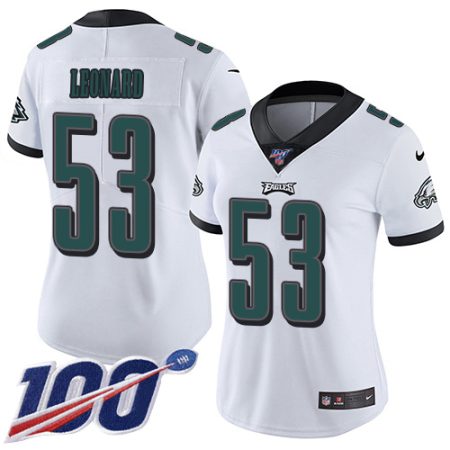 Eagles #53 Shaquille Leonard White Women's Stitched NFL 100th Season Vapor Untouchable Limited Jersey