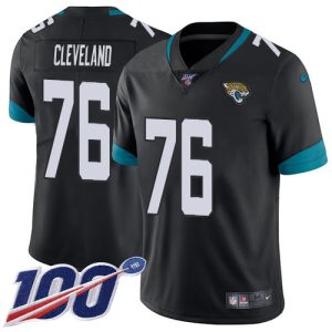 Jaguars #76 Ezra Cleveland Black Team Color Men's Stitched NFL 100th Season Vapor Limited Jersey